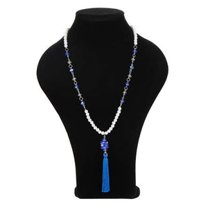 Collar Zafiro Con Perlas Y Borla