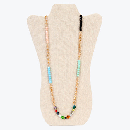 Collar De Cadena Con Rondeles Y Cristales De Colores
