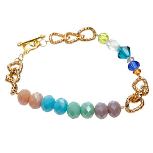 Pulsera Con Cadena Y Cristales De Colores