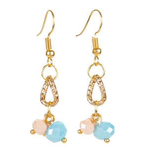 Aretes Con Cadena Y Rondeles Agua/Durazno