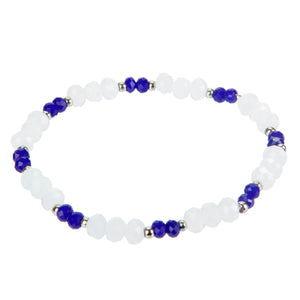 Pulsera De Cristales Blanco Y Azul