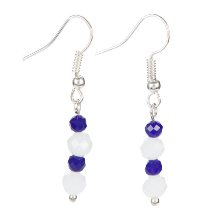 Aretes Con Cristales Azul Y Blanco