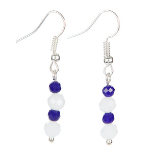 Aretes Con Cristales Azul Y Blanco