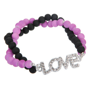 Pulsera De Cuentas Caucho Y Dije De Amistad