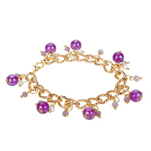 Pulsera De Cadena Con Cuentas De Cristal Morado