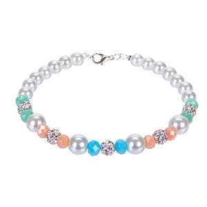 Pulsera De Perlas Blancas Con Rondeles