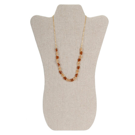 Collar Largo Con Cadena Y Cristales Topacio/Miel