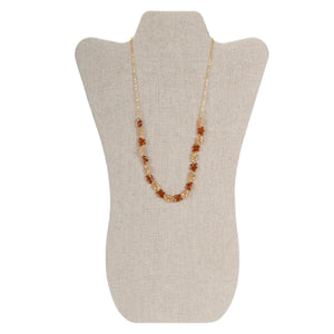 Collar Largo Con Cadena Y Cristales Topacio/Miel