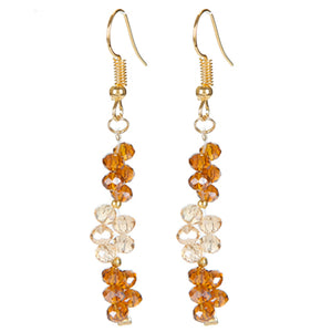 Aretes Largos De Cristales Topacio Y Miel