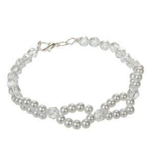 Pulsera Blanco/Plata Con Perlas