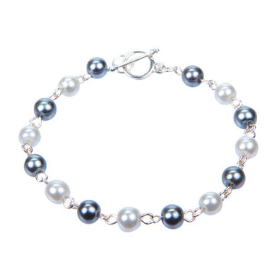 Fantasías Miguel Clave:CZ2 Pulsera De Engarce Con Perlas Gris-Blanco