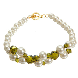 Pulsera Con Perla Marfil Y Cristal Preciosa