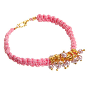 Pulsera Tejida Con Cordón Fantacia Rosa