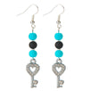 Fantasías Miguel Clave:CZ34 Aretes Azul-Negro Con Llave