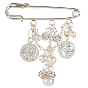 Distintivo Con Perla Rosa Y Dijes Baby