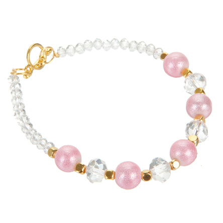 Pulsera Con Perla Destellos Y Rondel Cristal