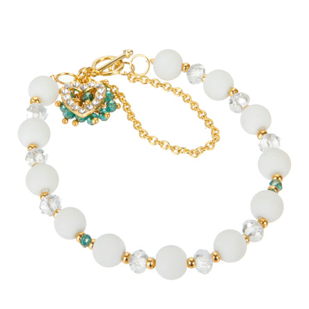 Pulsera Con Dije De Corazón Y Rondeles Engarzados