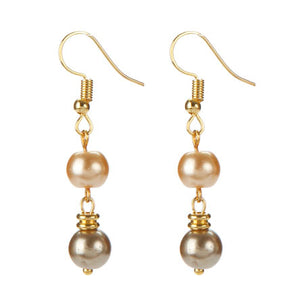 Aretes Largos Con Perlas Oro-Topacio