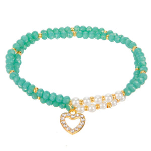 Pulsera Con Dije De Corazón Y Rondel Jade