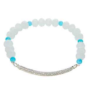 Pulsera Blanco-Azul Con Puente De Cristales