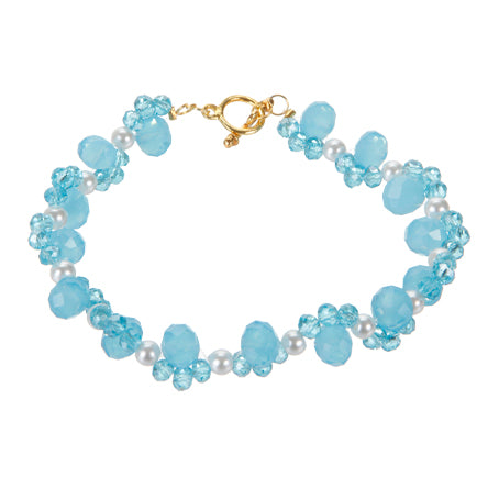 Pulsera Tejida Con Perlas Y Rondel Facetado