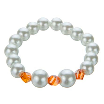 Fantasías Miguel Clave:CZ48 Pulsera De Perlas Con Critales Naranja