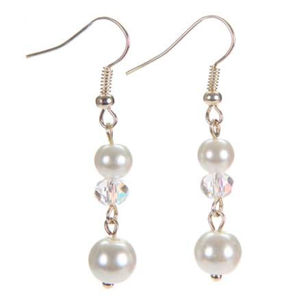 Aretes Largos Con Perlas Blanco
