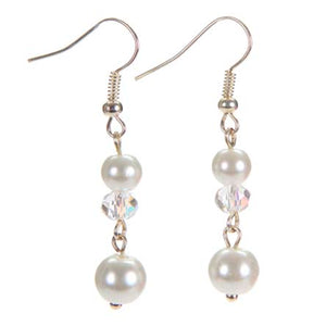 Aretes Largos Con Perlas Blanco