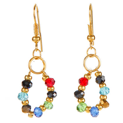 Fantasías Miguel Clave:CZ82 Aretes Oro Con Círculo De Rondeles Multicolor