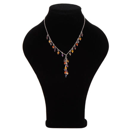 Collar De Cadena Plata Con Cristales Escalera