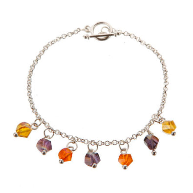 Fantasías Miguel Clave:CZ85 Pulsera De Cadena Plata Con Cuentas Escalera Multicolor