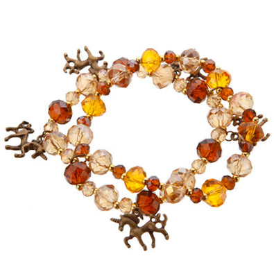 Fantasías Miguel Clave:CZ95 Pulsera Con Cristales Topacio-Miel Con Dijes Unicornio