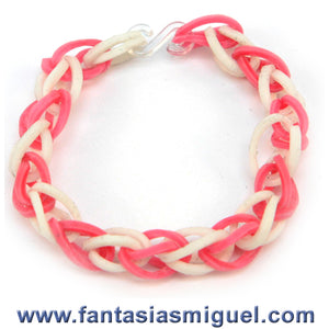 Pulsera Con Ligas Rosa-Blanco