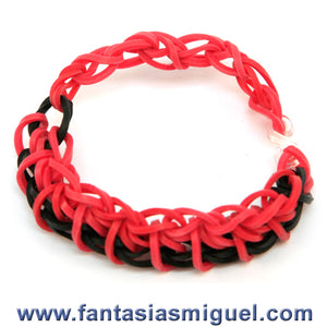 Pulsera Con Ligas Negro-Rojo