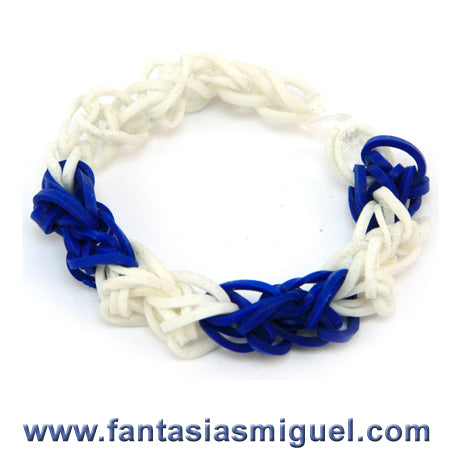 Pulsera Con Ligas Blanco-Azul