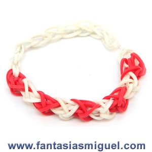 Pulsera Con Ligas Blanco-Rojo