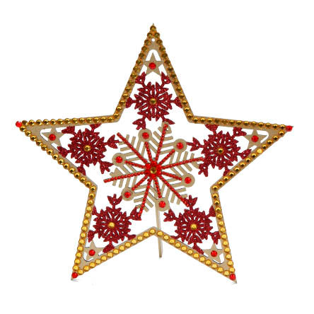 Adorno Estrella Con Copos Oro Con Piedras Acrílicas