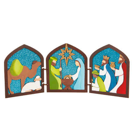 Biombo Nacimiento Con Papel Diamantado Azul