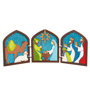 Biombo Nacimiento Con Papel Diamantado Azul