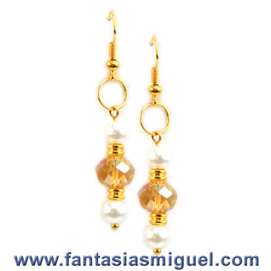 Fantasías Miguel Clave:EA210 Aretes Boda Blanco-Oro