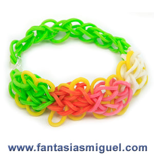 Pulsera Mariposa, Blanco Amarillo Naranja Rosa