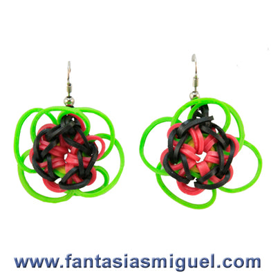 Fantasías Miguel Clave:EA295 Aretes De Flor, Limón Fiusha Negro Amarillo