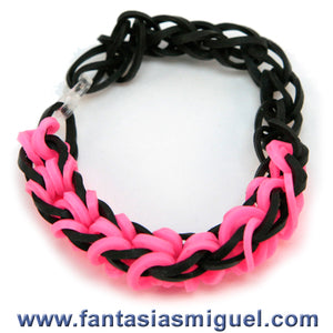 Pulsera Con Ligas Rosa-Negro