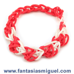 Pulsera Con Ligas Rojo-Blanco