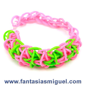 Pulsera Con Ligas Lima-Rosa