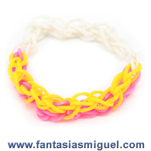 Pulsera Con Ligas Rosa, Amarillo, Blanco