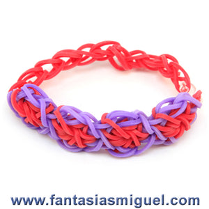 Pulsera Con Ligas Rojo-Morado