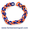 Fantasías Miguel Clave:EA320 Pulsera Con Ligas Cadena Sencilla Naranja-Azul