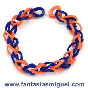 Pulsera Con Ligas Cadena Sencilla Naranja-Azul