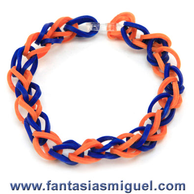 Fantasías Miguel Clave:EA320 Pulsera Con Ligas Cadena Sencilla Naranja-Azul